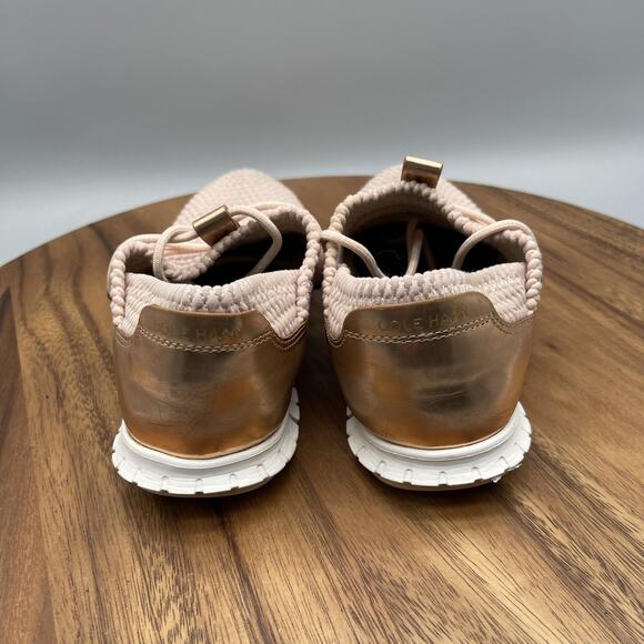 Cole Haan Grand.OS Shoes Womens Size 6.5 B Pink Knit Rose Gold Casual Sneakers - Picture 4 of 8